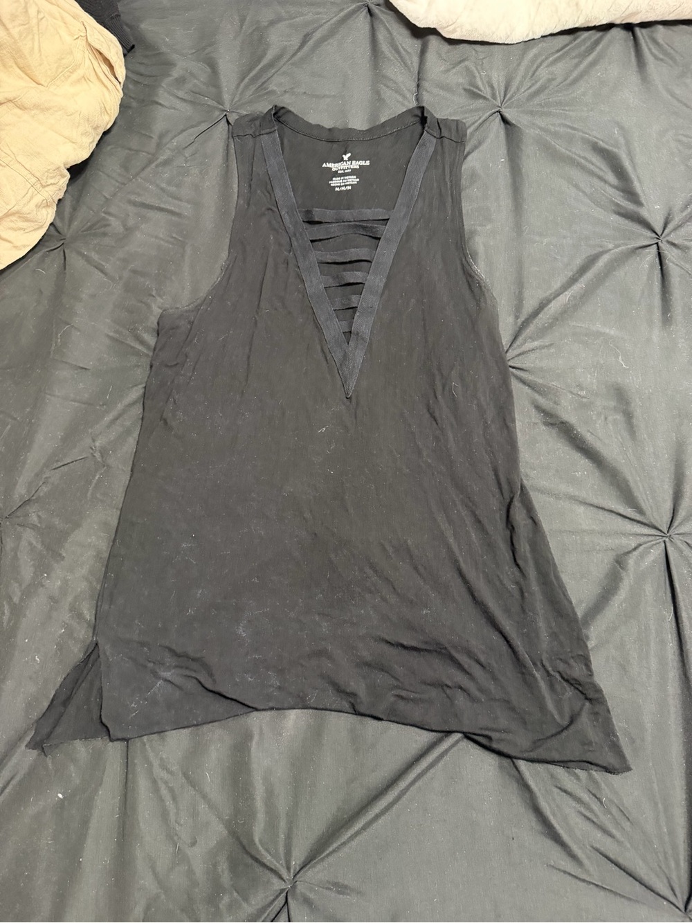 American Eagle Black Strappy V-Neck Tank Top